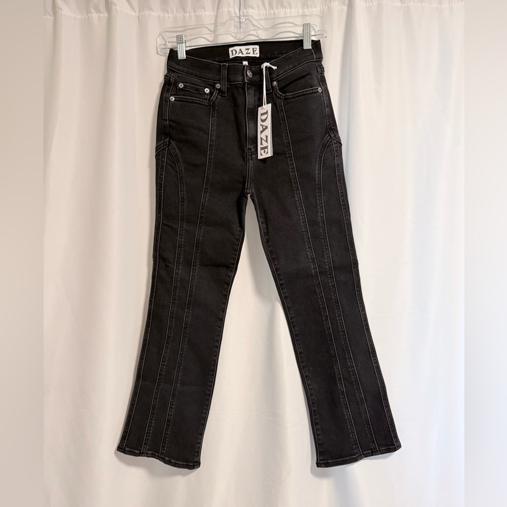 DAZE Denim Shy Girl High Rise Straight Leg Jeans Black Superstar Wash NWT Sz 26